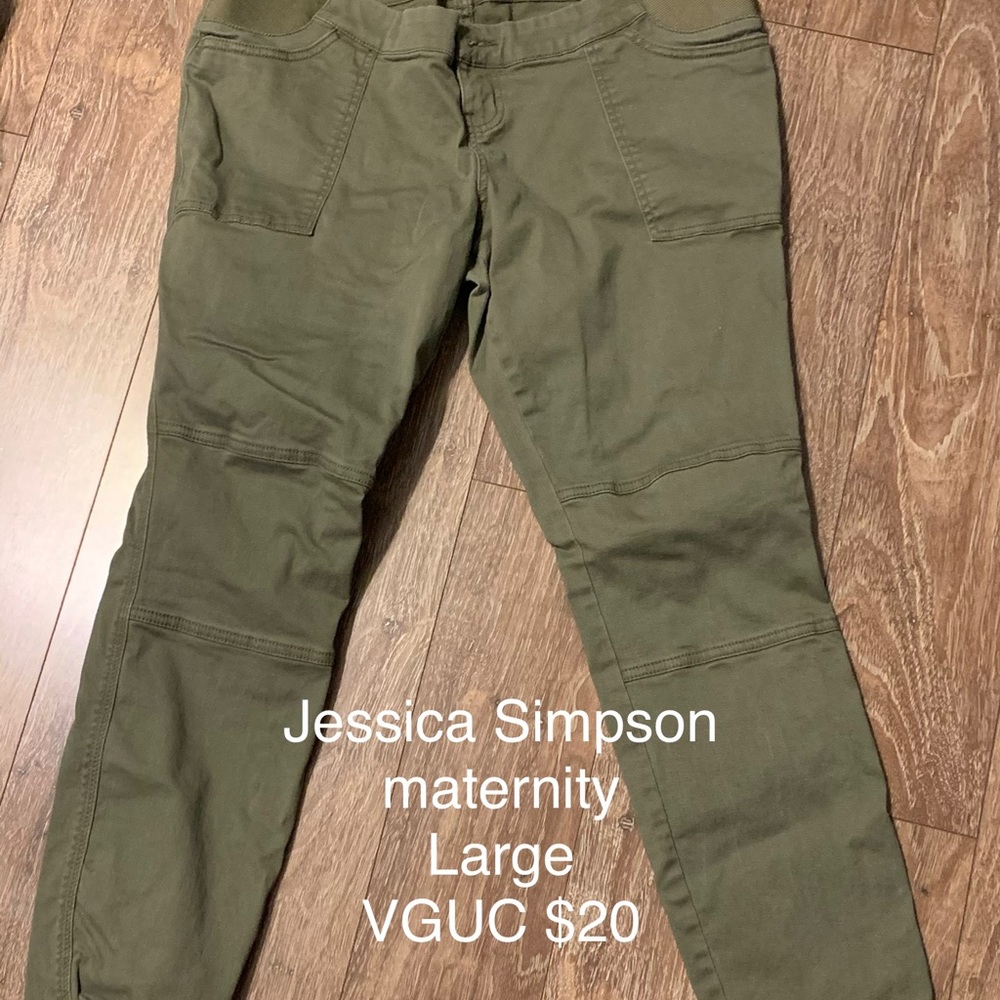 Jessica Simpson maternity olive jeans
